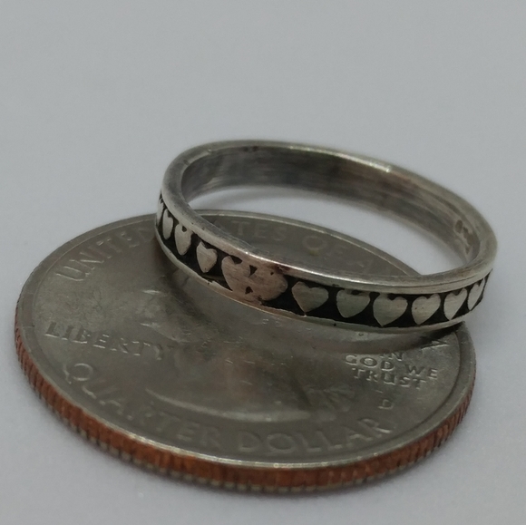SOLD Sterling Silver Heart Band Ring - Picture 2 of 3